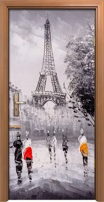 Produktbild von Türposter 90x200 cm Türaufkleber Türtapete Türfolie Klebefolie Paris Straße Menschen Eiffel Baum
