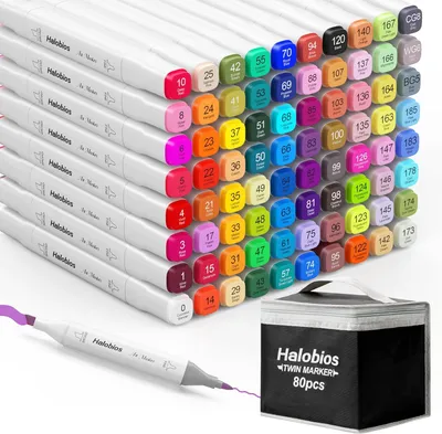 Produktbild von Alkoholmarker Set 80 Farben, Doppelspitze Fine und Chisel, zum Zeichnen und Skizzieren, für Erwachsene und