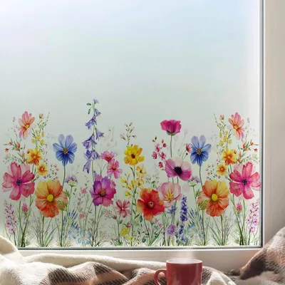 Productafbeelding van Raamstickers, 3 stuks, bloemenmotief, dubbelzijdig, 30x60 cm, PVC