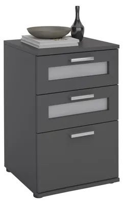 Produktbild von Nachttisch für Boxspringbetten Nachtschrank Nachtkommode MARIKE in grau, mit 3 Schubladen