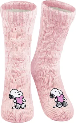 Produktbild von The Peanuts Snoopy Hüttensocken - Strick Haussocken für Damen Kuschelsocken Flauschige Wintersocken warme Frauen Socken Rosa 35-38