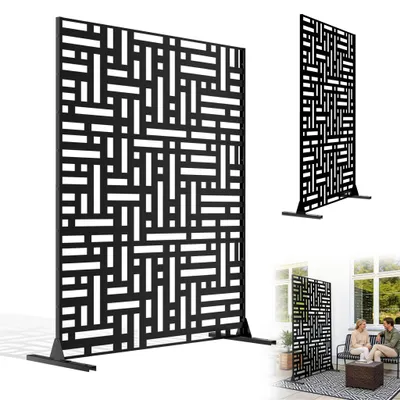 Obrázek produktu pro JOIEYOU Paraván 121×40×183 cm, kovový paraván, přepážka na balkon, do zahrady a na terasu