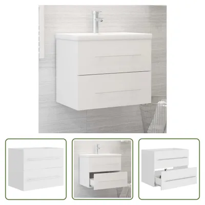 Produktbild von The Living Store Waschbeckenunterschrank Weiß 60x38,5x48 cm Holzwerkstoff