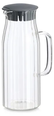 Produktbild von ZELLER 19675 Glaskaraffe 1000 ml mit Kunststoffdeckel, grau, ca. 13,3 x 9 x 24 cm