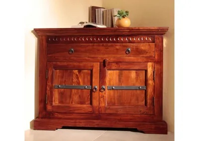 Produktbild von MASSIVMOEBEL24 Eckkommode Akazie 107x54x80 nougat lackiert OXFORD #505