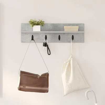 Produktbild von Wandmontierter Kleiderständer Betongrau 60 x 10.5 x 18 cm
