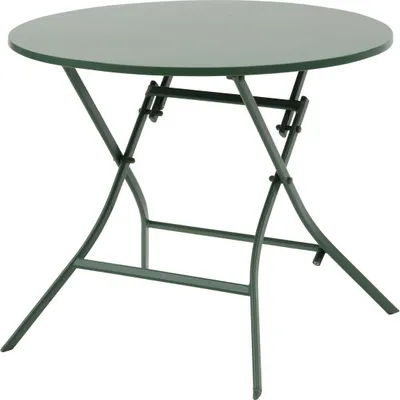 Produktbild von Runder klappbarer gartentisch "greensboro" olivgrün 4-sitzer aus stahl  - Hespéride
