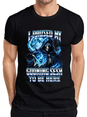 Zdjęcie produktu dla Koszulka męska "I Paused My Gooning Sesh To Be Here Gamer Statement", czarna, rozmiar L