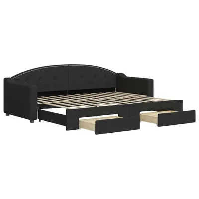 Immagine prodotto di Divano Letto Estraibile con Cassetti Nero 80x200 cm in Tessuto