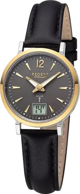Produktbild von Regent Armbanduhr Damen Leder Analog-Digital Uhr schwarz Funkuhren URFR283