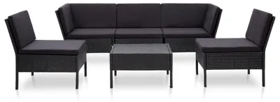 Produktbild von vidaXL 6-tlg. Garten-Lounge-Set mit Auflagen Poly Rattan Schwarz
