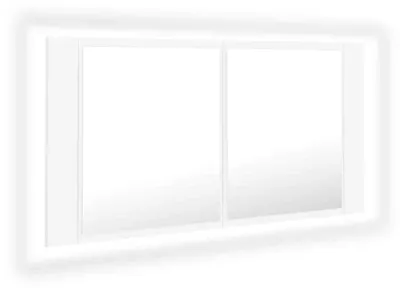Produktbild von Spiegelschrank mit RGB LED Beleuchtung Badschrank Badezimmerschrank Wandspiegel Badspiegel für Bad Badezimmer mit Ablagefächern 90x12x45 cm Weiß