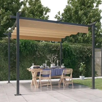 Image de The Living Store Pavillon avec toit extensible 3x3 m Taupe