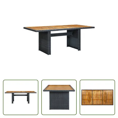 Immagine prodotto di The Living Store Tavolo da giardino in poly rattan grigio scuro e legno massiccio di acacia