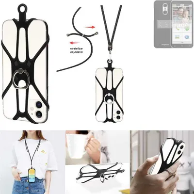 Produktbild von K-S-Trade 3in1 Handykette Handyband Handykordel Halsband Smartphone-Ring Handy-Ring kompatibel mit Emporia Smart.4 Fingerhalterung Handyring