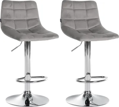 Produktbild von 2er Set Barhocker HLO-CP265 Samt chrom  grau