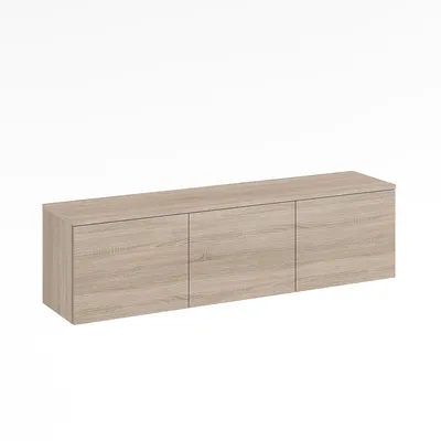 Produktbild von OMTO TV Lowboard Hängend 130 cm – TV Unterschrank, Sideboard für Wohnzimmer, Fernsehschrank mit 3 Klappen, Sonoma Eiche, 129,9 × 30 × 35 cm