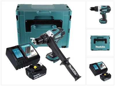 Zdjęcie produktu dla Makita DDF 458 RG1J Akumulatorowa wiertarko-wkrętarka 18 V 91 Nm + 1x akumulator 6,0 Ah + ładowarka + Makpac