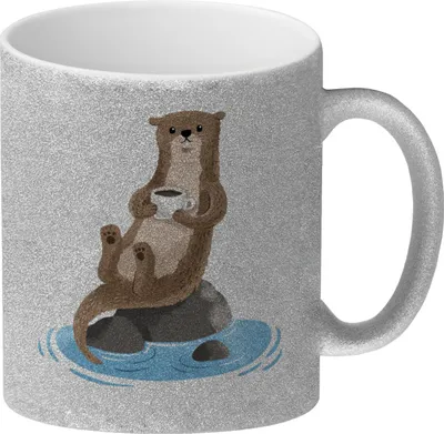 Produktbild von Otter Glitzer-Kaffeebecher mit niedlichem Fischotter