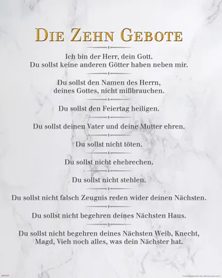 Produktbild von Die 10 Gebote - Weiß - Inspirations Mini Poster Plakat Druck - Größe 40x50 cm