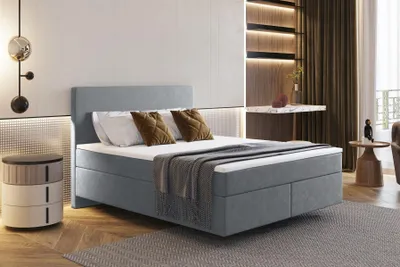 Produktbild von Boxspringbett Schlafzimmerbett ROCIO Nr.5 Delux 200x200cm in Stoff Grau