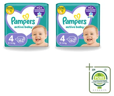 Immagine prodotto di 2 pannolini Pampers Active Baby, taglia 4 (9-14 kg) - confezione grande - 2 pezzi