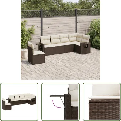 Produktbild von The Living Store 6-tlg. Garten-Sofagarnitur mit Kissen Braun Poly Rattan