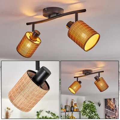 Produktbild von Dumenza moderne Deckenlampe aus Metall/Bambus in Schwarz/Braun