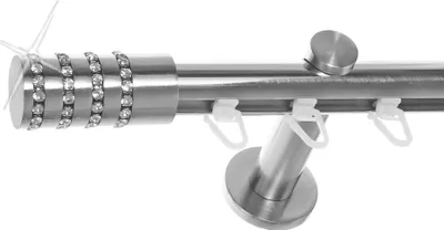 Produktbild von Innenlauf Gardinenstange Edelstahl Look 20mm Wandträger 1-läufig Kristall, Länge wählbar H30 E39