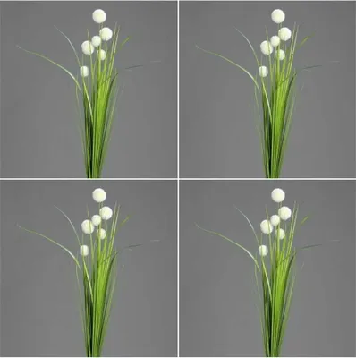 Produktbild von 4er Set künstlicher Kugelgras Busch, Deko Gräserzweig H. 70cm creme grün DPI
