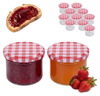 Obrázok produktu pre Sklenené poháre Relaxdays, sada 12 ks, 220 ml, viečko Twist Off, na konzervovanie a zaváranie, poháre na džem, priehľadné