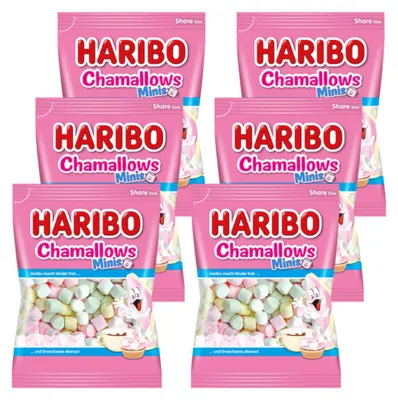 Image de Haribo Chamallows Minis au goût de vanille 200g paquet de 6