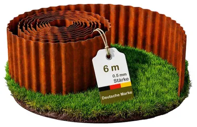 Obrázok produktu pre NovaTerra okrajový pás na trávnik, vlnitý, 1200 x 15 cm, hrúbka 0,5 mm, s hrdzavým vzhľadom