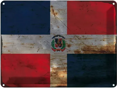 Produktbild von vianmo Blechschild 30x40 cm Dominikanische Republik Flagge Fahne Wappen