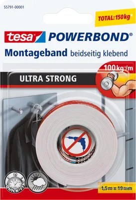 Produktbild von tesa Montageband doppelseitiges Klebeband extra stark Montageklebeband 1,5 m