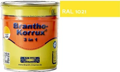 Produktbild von Brantho Korrux 3in1 Rostschutzfarbe 750ml RAL 1021 rapsgelb seidenglänzend