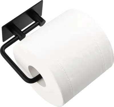 Obrázok produktu pre Držiak na toaletný papier bez vŕtania - Brúsená nerezová oceľ - Dizajnový držiak na toaletný papier - Čierny - Samolepiaci