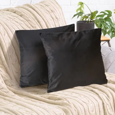 Produktbild von 2er Set Kissenbezug 45x45cm, Samt flauschig weich, mit verstecktem Reißverschluss