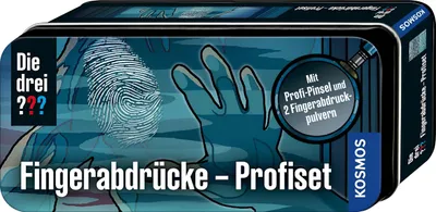 Produktbild von Die drei ??? Fingerabdrücke-Profiset (XL-Dose mit Profi-Pinsel und 2 Fingerabdruckpulvern)