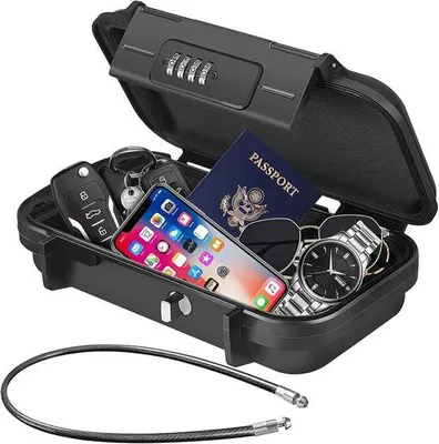 Produktbild von Famanu Geldkasten Tragbar mit 4-stelligem Zahlencode - Sicherheitsbox für Außenbereiche