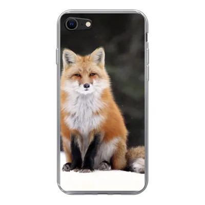 Produktbild von MuchoWow® Handyhülle Schutzhülle Hülle für iPhone SE 2020 Fuchs - Schnee - Rot Silikon Softcase Handy Hülle - Kartenbesitzer