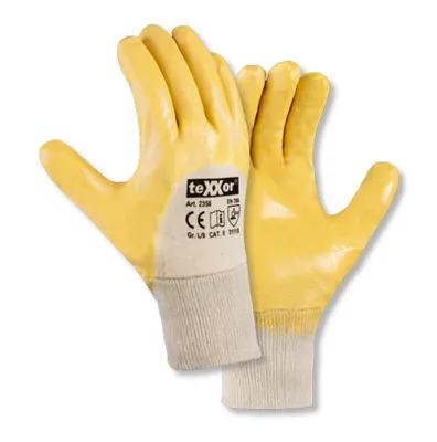 Produktbild von texxor 2356 3/4 Nitril-Handschuhe gelb Strick- Gartenhandschuh 144 Paar Gr 7