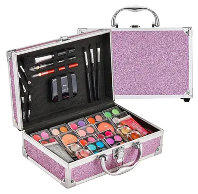 Produktbild von Make-up-Set für Teenager mit Kosmetiktasche | 28 Lidschatten, 20 Lippenbalsam, Rouge, Glitzer, Pinsel