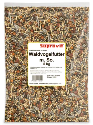 Produktbild von Supravit Waldvogelfutter 5kg Sonnenblumenkerne | Vogelfutter Wildvögel ganzjährig & Gartenvögel für Meisen, Amseln, Finken, Rotkehlchen