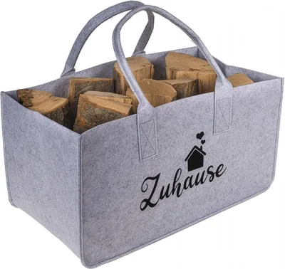 Produktbild von Graue Kaminholztasche Kaminholz Tasche Korb grau