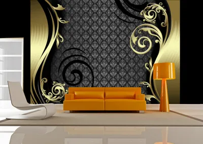 Produktbild von Vlies Fototapete 400x280 cm Tapeten Wandtapete XXL Abstrakt Ornament schwarz gold violett braun a-A-0032-a-b