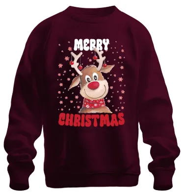 Obrázok produktu pre Veselý vianočný sveter s jeleňom Sweet - Christmas Xmas Christmas Uni, bordový, XXL