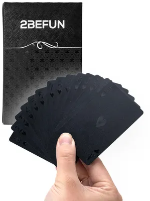 Produktbild von 2BEFUN Wasserdichte Spielkarten – Schwarzes Kartendeck für Poker, Bridge und Gesellschaftsspiele