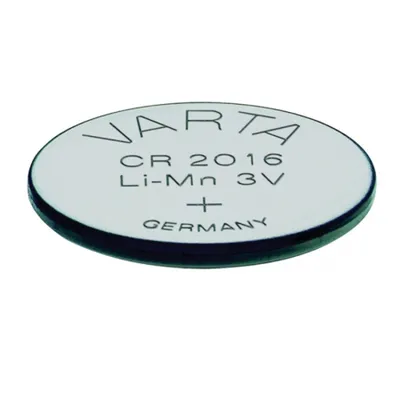 A single Varta CR2016 lithium coin cell battery is shown against a white background.