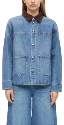Produktbild von s.Oliver Jeans-Overshirt mit Velourskragen – Größe 40, 54z6_blau